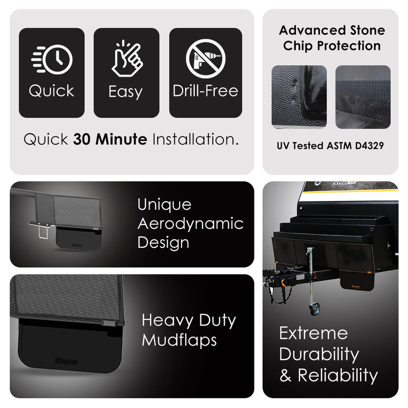 D-Flector Caravan Centre Cut-Out Stone Guard 2200mm - Angled (High-Strength Performance Steel)