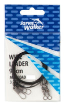 3 Pack of Jarvis Walker 90cm/13kg Black Wire Leader Trace Rigs
