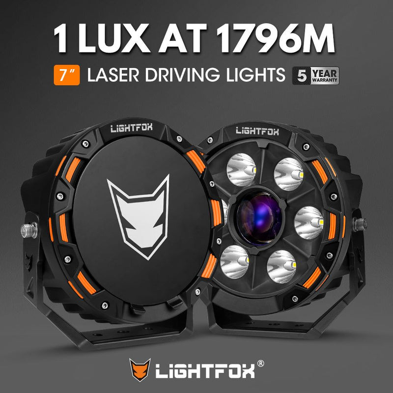 Pair 7inch Osram Laser LED Driving Lights 1Lux @ 2,226m 11,285Lumens