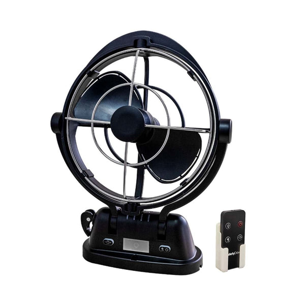 SafetyDave Safe-T-Fan 12/24V, Remote + Light, Black