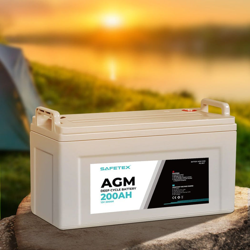 Safetex AGM Deep Cycle Battery 12V 200Ah Marine Portable Sealed Power Camping