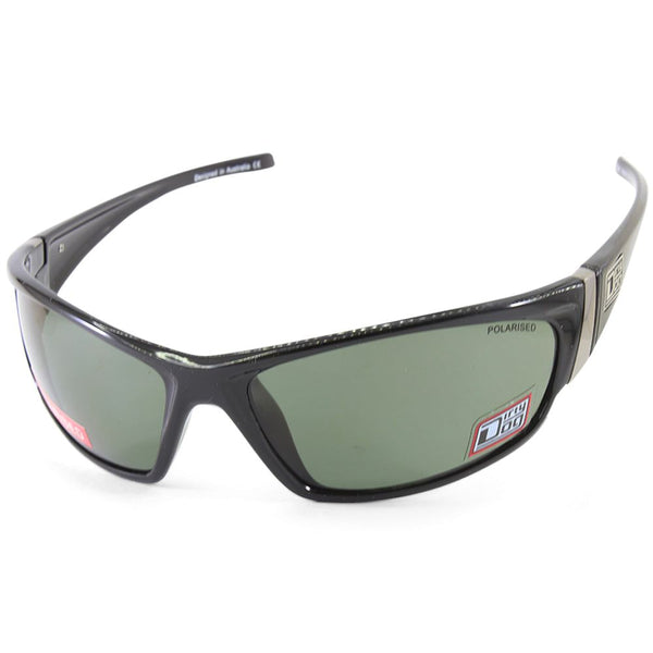Dirty Dog Stoat Polished Black/Green Men's Polarised Wrap Sunglasses