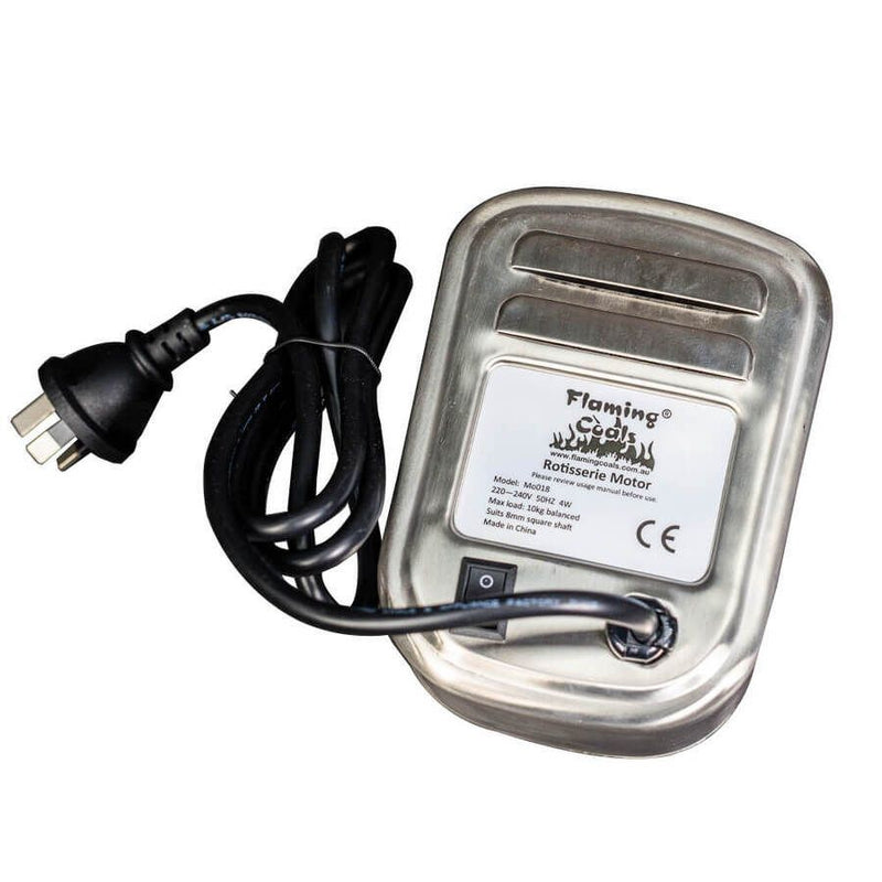 Flaming Coals 240v Stainless Steel BBQ Spit Rotisserie Motor -10kg Load Capacity