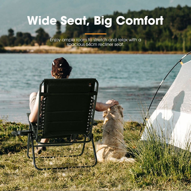San Hima Folding Camping Chair Portable Lounge Recliner Thick Padding Outdoor
