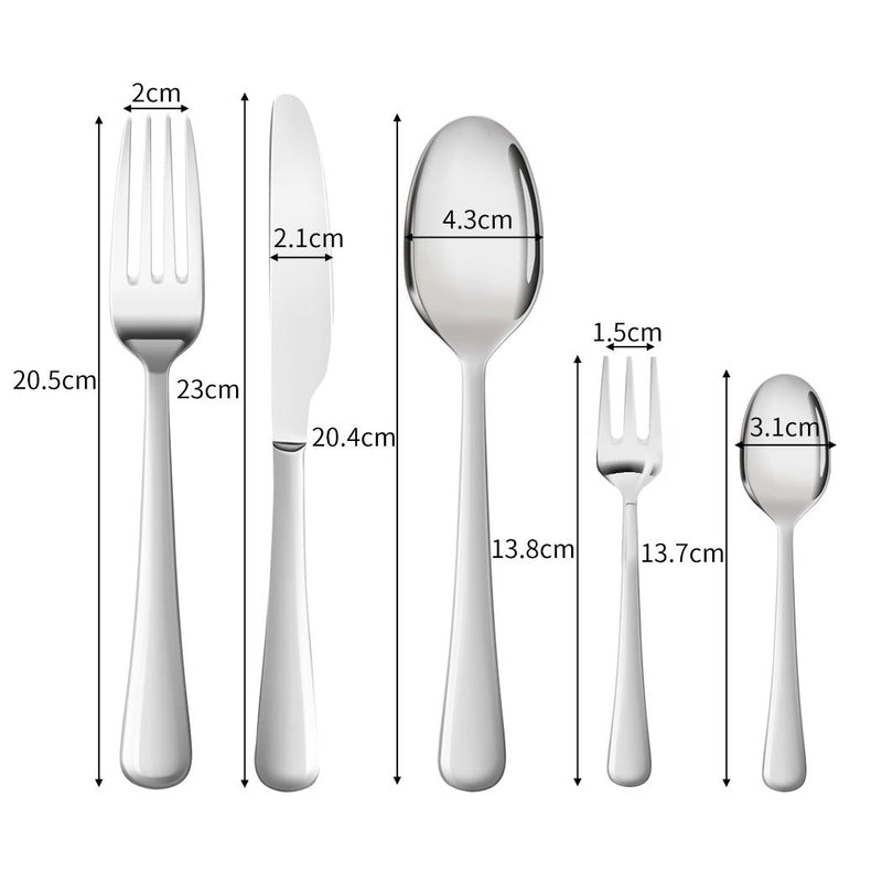 Traderight Group  Cutlery Set Stainless-Steel Knife Fork Spoon Kitchen Tableware Set Silver 120Pcs