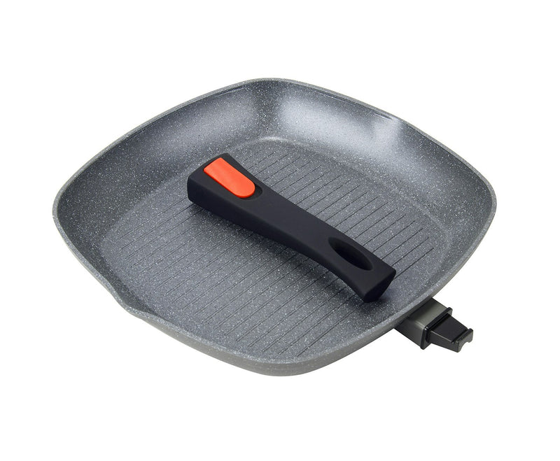 Wildtrak Compact 28cm Non-Stick Camping Grill Pan Square w/Detachable Handle GRY