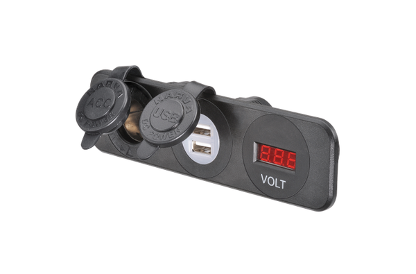 Narva Acc/Dual USB Sockets & 12/24V DC LED Volt Meter