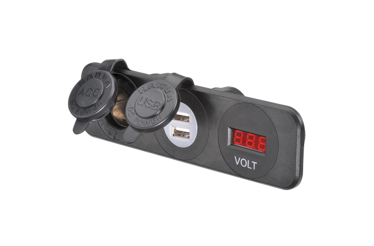Narva Acc/Dual USB Sockets & 12/24V DC LED Volt Meter