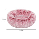 Pawz Pet Bed Cat Dog Donut Nest Calming Mat Soft Plush Kennel Pink M