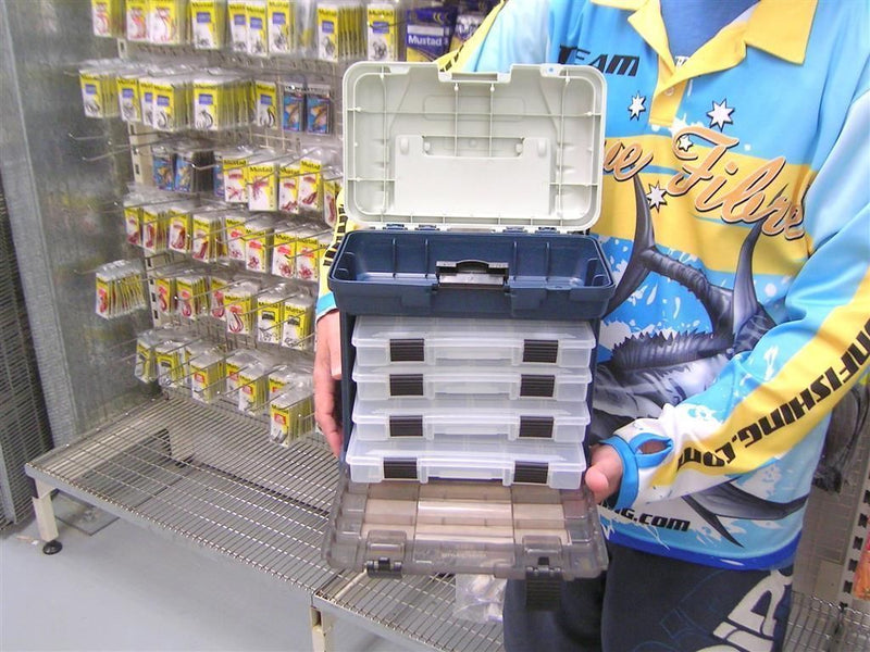 Surecatch 4 Tray Heavy Duty Fishing Tackle Box for Terminal Tackle Blue