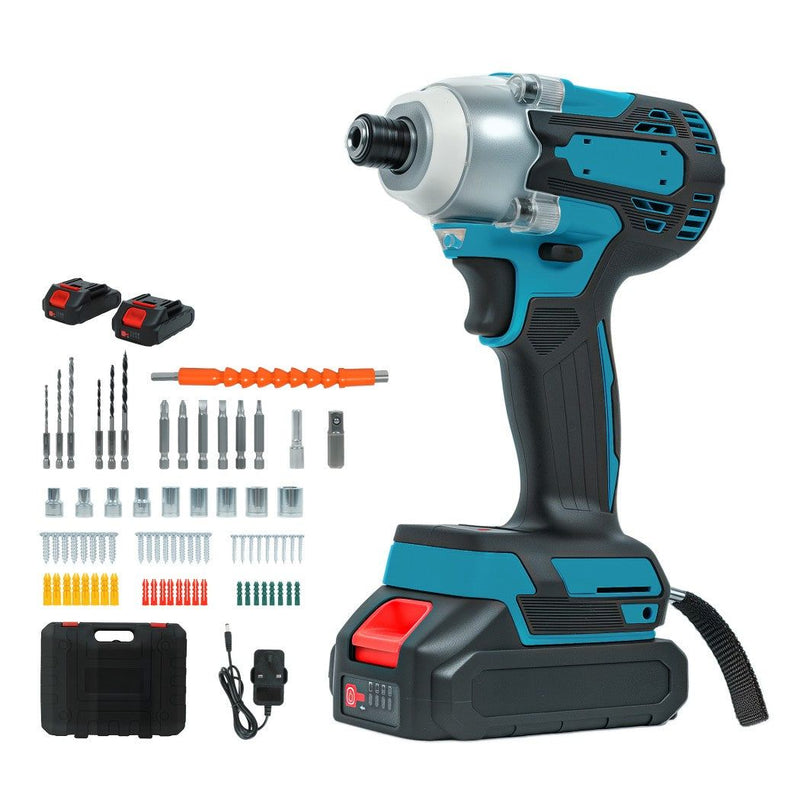 Traderight 21V Cordless Brushless Impact Driver 2 Battery 1/4" Electric Wrench