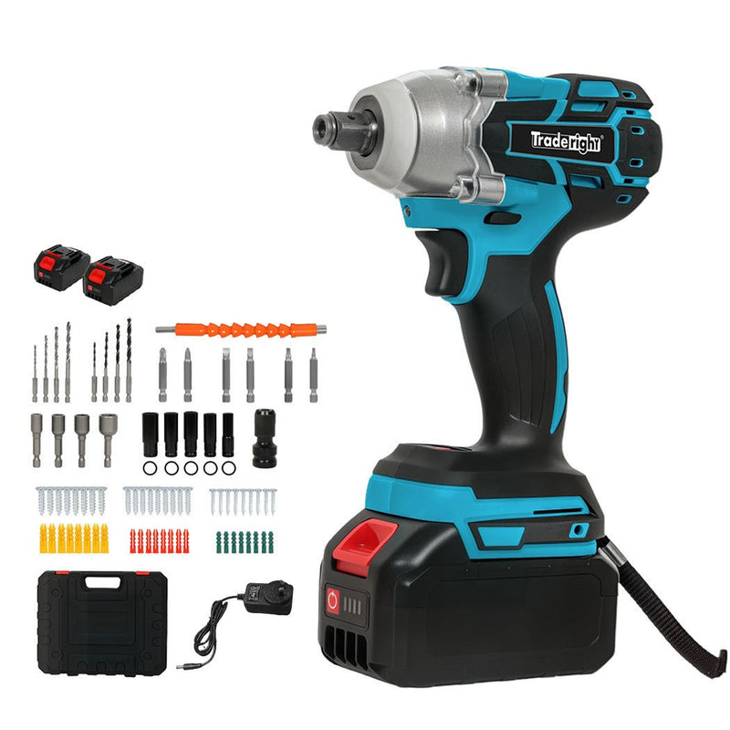 Traderight 21V Brushless Impact Wrench 1/2" Rattle Gun 2×4.0Ah Battery Kit