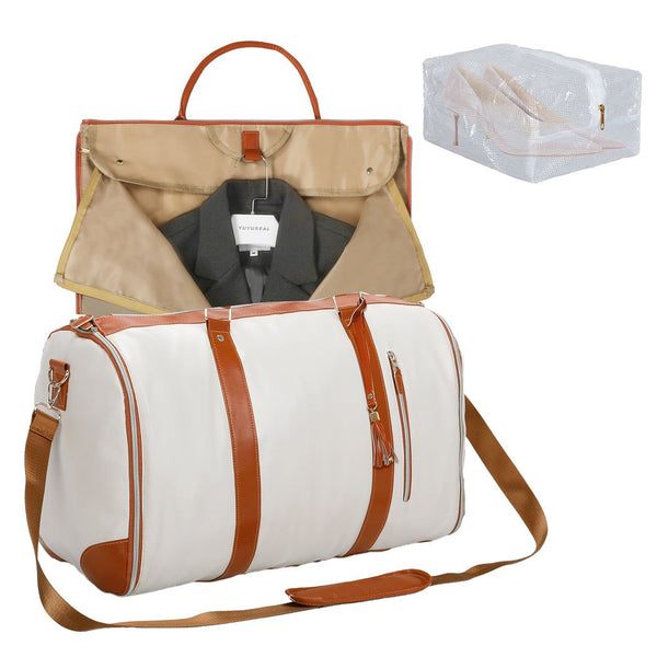 Slimbridge Garment Bags 2 in 1 Hanging Suit Convertible Travel Duffle Beige