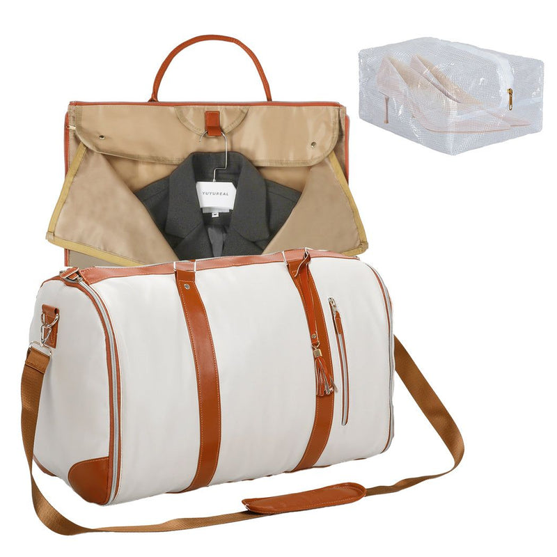 Slimbridge Garment Bags 2 in 1 Hanging Suit Convertible Travel Duffle Beige