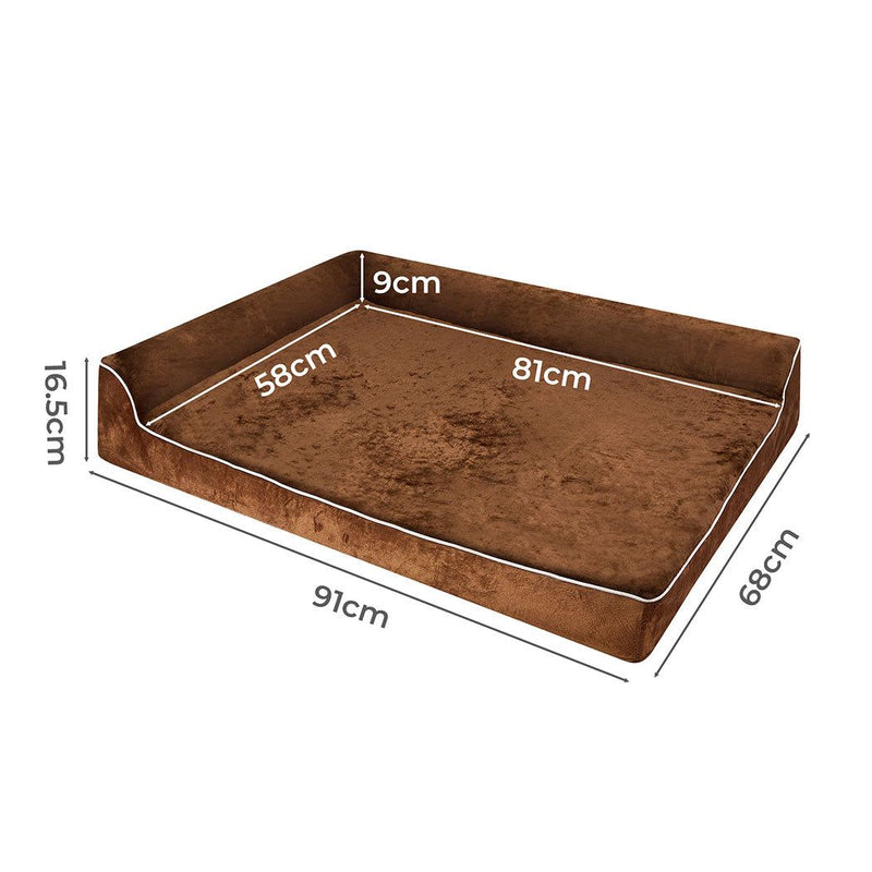 Pawz Orthopedic Dog Bed Memory Foam Cushion Cat Calming Mat Washable L Coffee