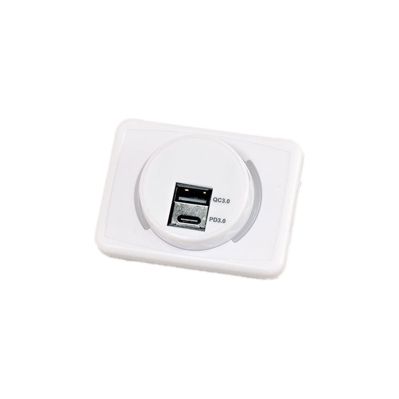 12V USB Twin Charging Station USB A/USB C White