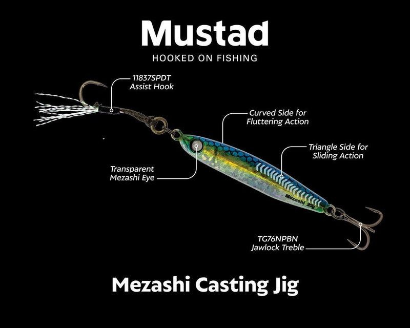 60gm Mustad Mezashi Casting Jig - Pre-Rigged with Treble and Assist Hook