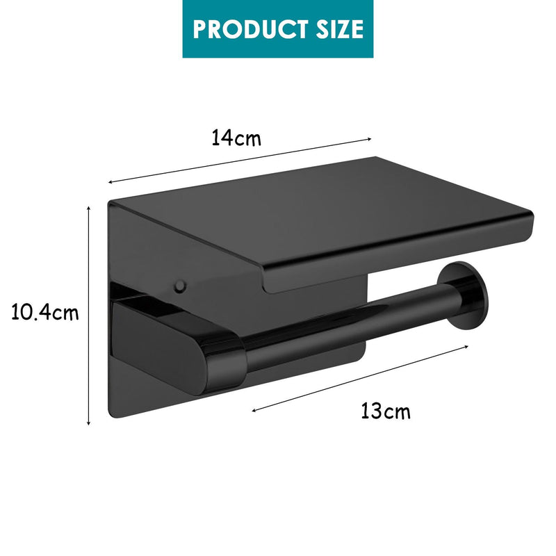 Traderight Group  Toilet Paper Holder Roll Bath Tissue Storage Hook Rack 304 Stainless-Steel Black