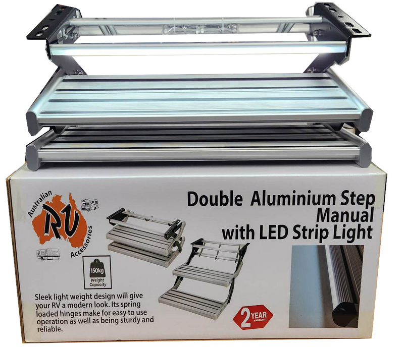Australian RV Double Folding Manual Step with LED Light