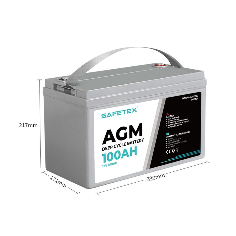 Safetex AGM Battery 100ah 12V Deep Cycle Mobility Scooter Golf Cart RV Camping