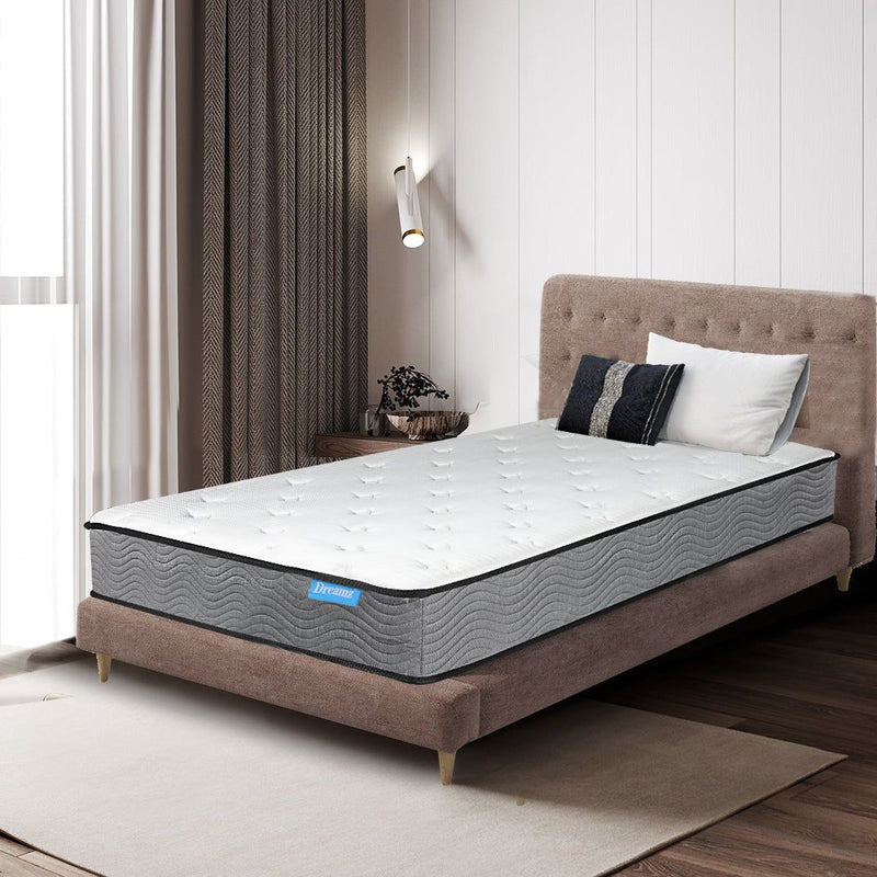 Dreamz Spring Mattress Pocket Bed Top Coil Sleep Foam Extra Firm Single 23cm