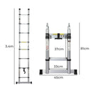 Traderight 3.4m Folding Multi Purpose Ladder 8 Step Extension Ladder Aluminium