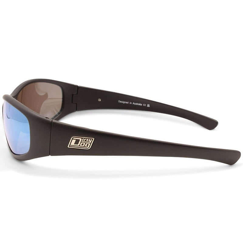 Dirty Dog Boofer Satin Black/Ice Blue Mirror Mens Polarised Sunglasses