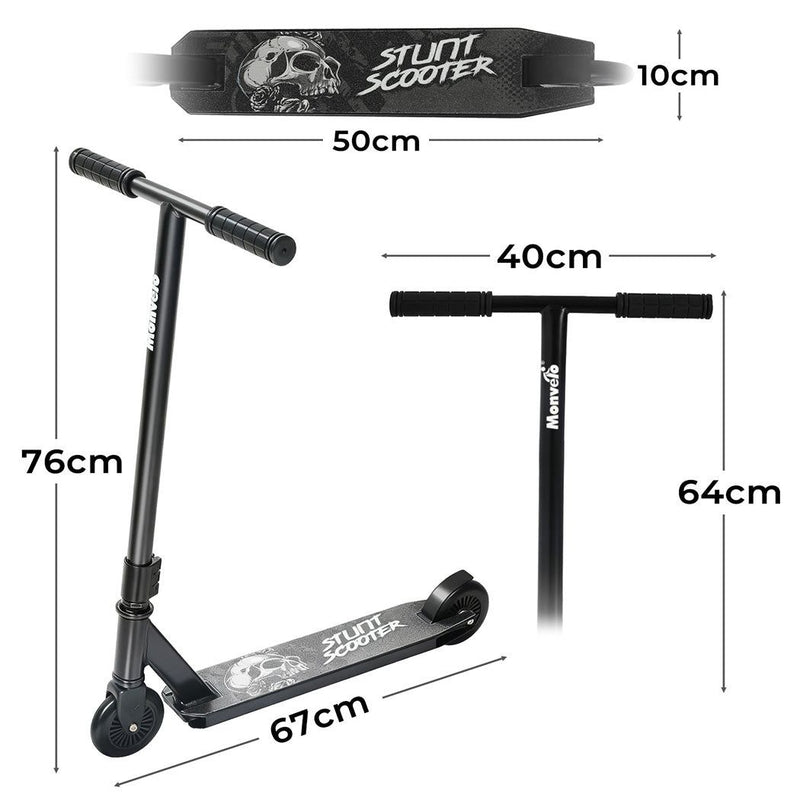 Monvelo Stunt Scooter Kids Adult Freestyle Trick 360° Spin Kick Push Tricks Ride