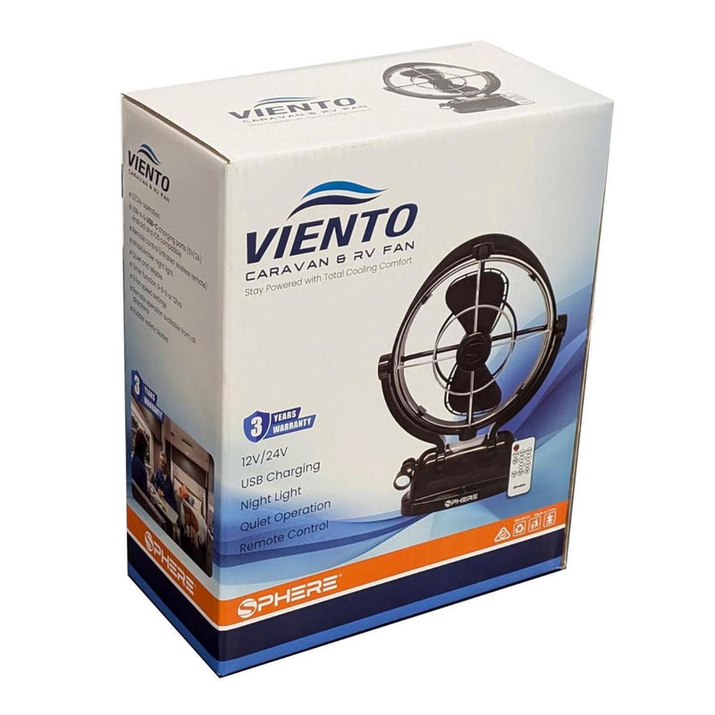 SPHERE VIENTO Fan & Light with USB A&C Outputs + Remote | BLACK