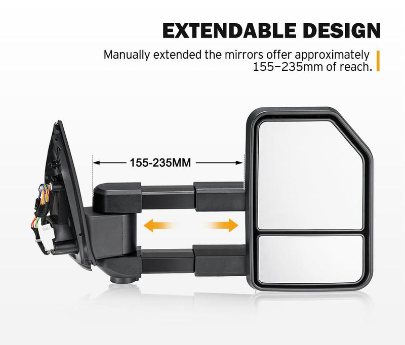 SAN HIMA Extendable Towing Mirrors Gen2 for Holden Colorado RG MY2013-MY20 with Indicator