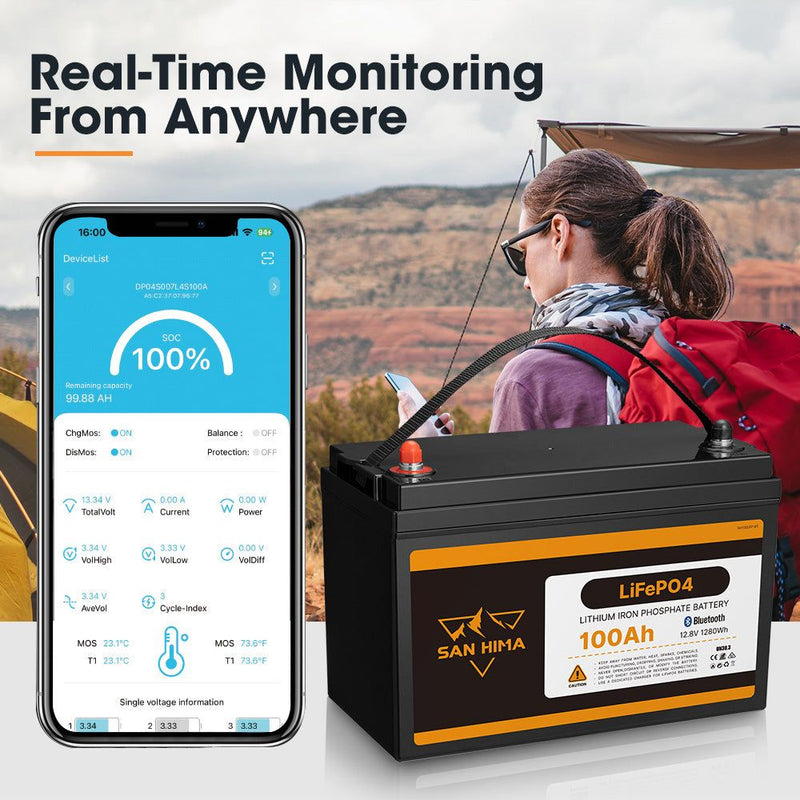 San Hima 12V 100Ah/200Ah Lithium Battery BMS LiFePO4 Self-heating w/