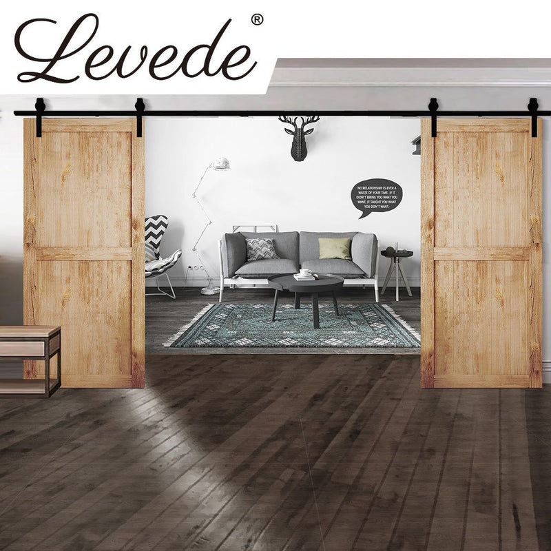 4m Antique Classic Style Double Sliding Barn Door Hardware Track Roller Kit