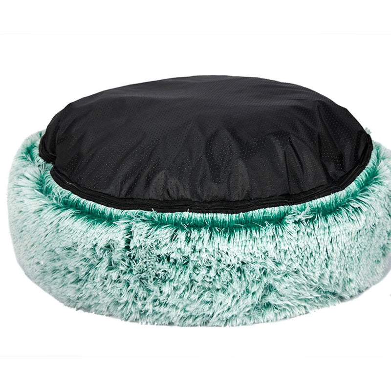 Pawz Pet Bed Cat Dog Donut Nest Calming Mat Soft Plush Kennel Teal L