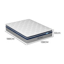 DreamZ Spring Mattress Pillow Top 7 Zone Pocket Spring Memory Foam 32cm Double
