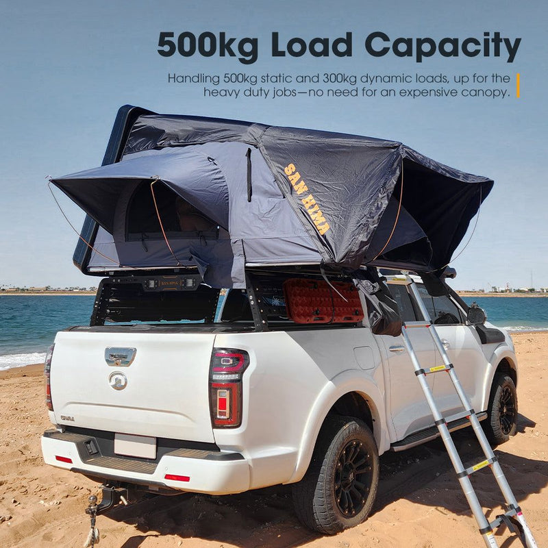 San Hima Universal Ute Tub Rack Steel 3mm + Pair Recovery Tracks Board Red