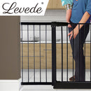 Levede Baby Safety Gate Adjustable Pet Stair Barrier 45cm Door Extension Black