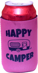 Pink Stubby Holder - Happy Camper