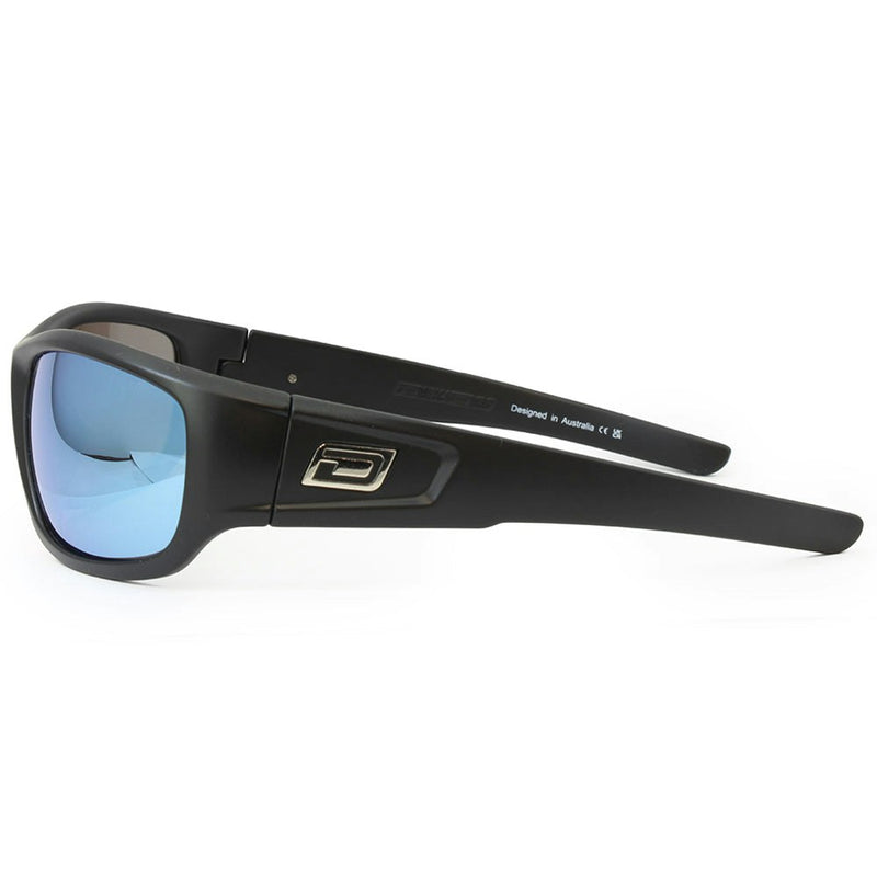 Dirty Dog Sythe Satin Black - Grey/Ice Blue Mirror Polarised Sunglasses 53454