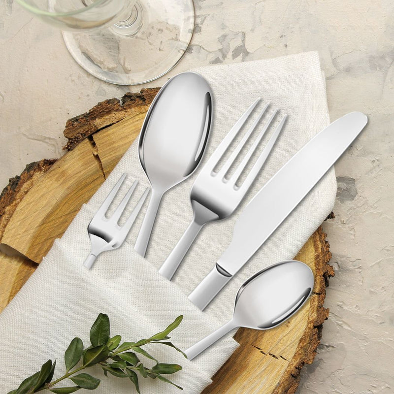Traderight Group  Cutlery Set Stainless-Steel Knife Fork Spoon Kitchen Tableware Set Silver 120Pcs