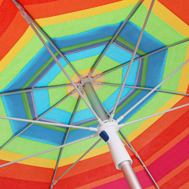 Centra 2.2m Outdoor Beach Umbrella Tilting Tropical Shelter Parasol Rainbow