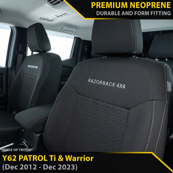 Nissan Patrol Y62 Ti & Warrior GP6 Premium Neoprene 2x Front Seat Covers (Made to Order)
