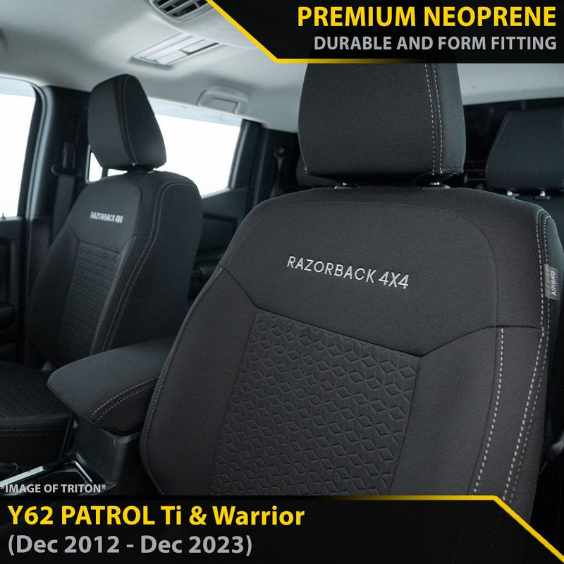 Nissan Patrol Y62 Ti & Warrior GP6 Premium Neoprene 2x Front Seat Covers (Made to Order)