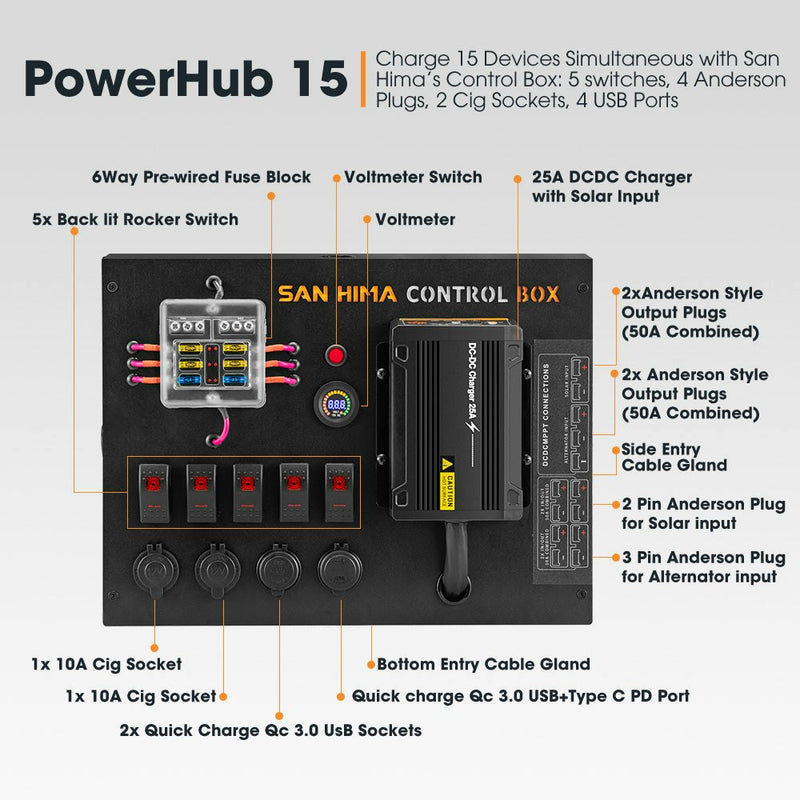 San Hima 12V 200Ah Lithium Iron Phosphate Battery Self heating + 12V Control Box