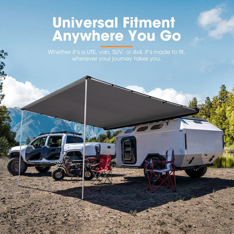 San Hima Car Side Awning 2.5x3m Pull-out Telescoping Poles Waterproof Camping