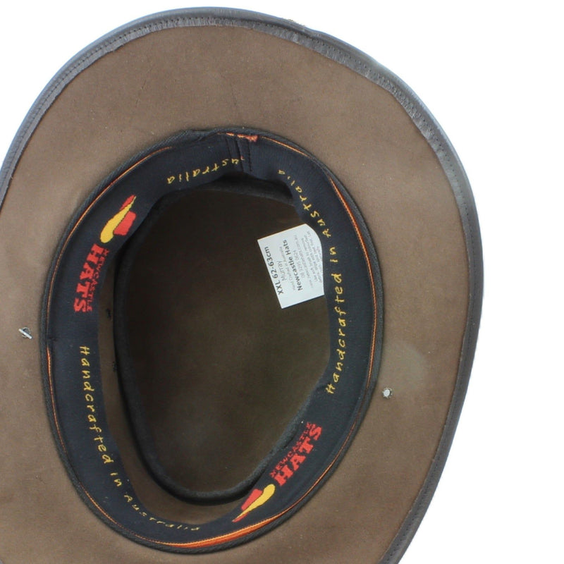Murray Lightweight Dark Brown Curved Brim Waxed Leather Bush Hat