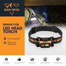 San Hima COB LED Head Torch Headlight Camping Headlamp Rechargeable Waterproof