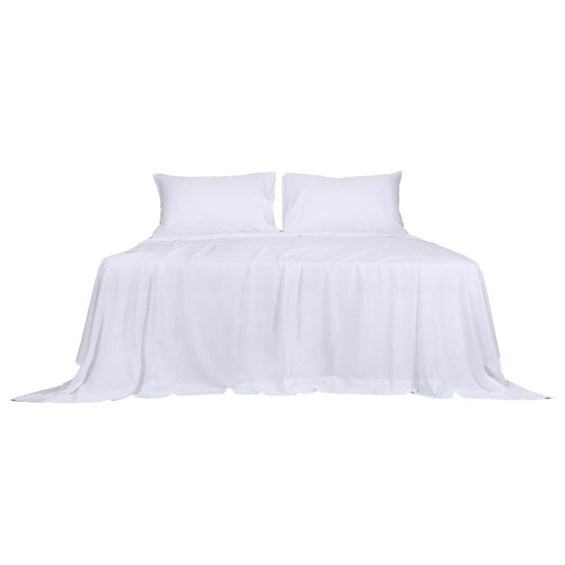 Dreamz Bamboo Sheet Set Fitted Pillowcase Queen Size White 4Pcs Set