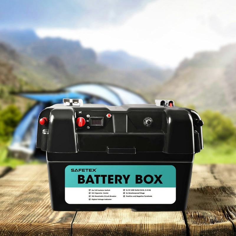 Safetex AGM Battery Box 12V Deep Cycle Battery Solar Caravan Camping