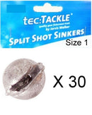 30 x Jarvis Walker 1 Split Shot Sinkers -Pre Packed 1 Split Shot Fishing Sinkers
