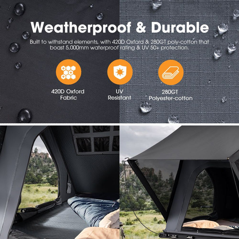 San Hima Kalbarri Lite Rooftop Tent Hardshell With Ladder & Rack Camping Grey